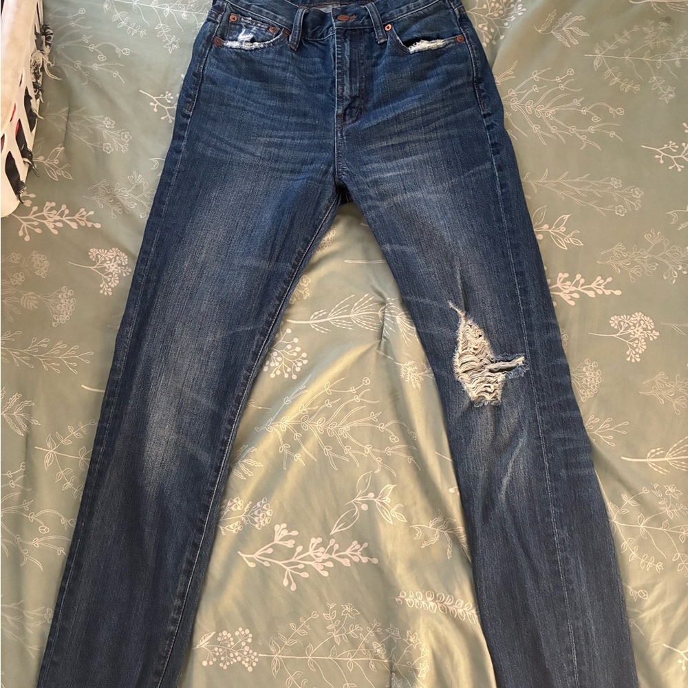 Madewell Dark Blue Distressed Perfect Jeans